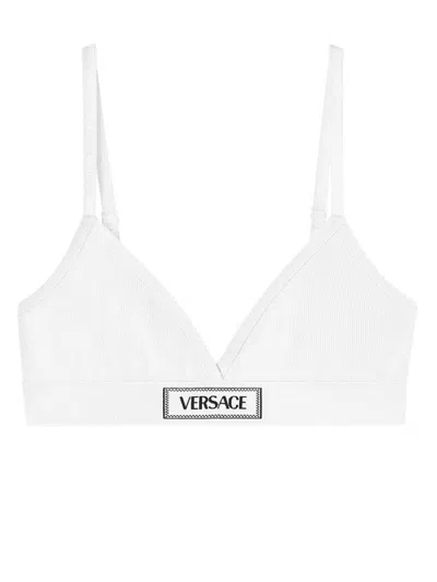 Versace Bra With Logo Embroidery In White