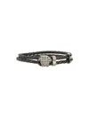 Versace Medusa Braided Leather Bracelet In Black