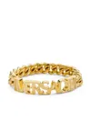 VERSACE BRACELET WITH LOGO  ORIGIN: ITALY  CHARACTERISTICS GOLD COLOUR METAL GLOSSY FINISH LOGO IN GOLD-COLO