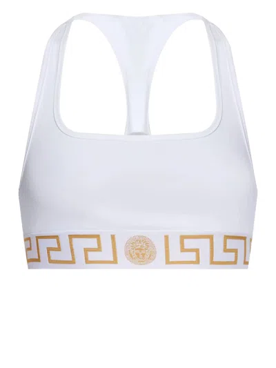 Versace Bralette With Greek Border In White