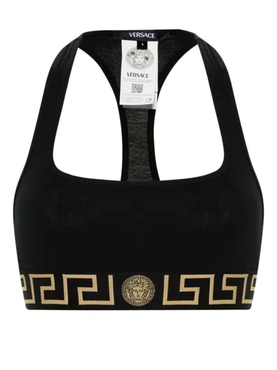 Versace Bralette With Greek Border In Black