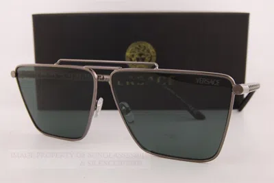 Pre-owned Versace Brand  Sunglasses Ve 2266 1001/3h Gunmetal/dark Green For Men In Black