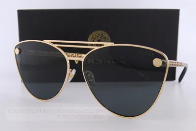 Pre-owned Versace Brand  Sunglasses Ve 2267 1002/87 Gold/dark Grey For Women In Gray