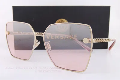 Pre-owned Versace Brand  Sunglasses Ve 2270d 1252/7e Gold/pink Mirror Gradient Silver