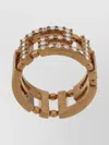 Versace Brass And Crystal Geometric Open Band Ring In Brown