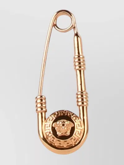 Versace Brass Earrings Embossed Detail In Gold