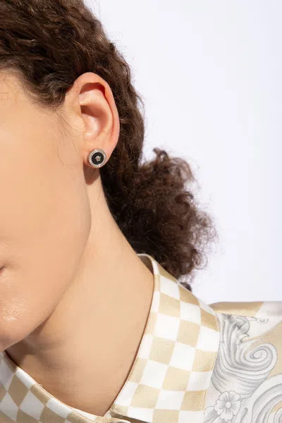 Versace Brass Earrings In Silver
