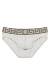 Versace Greca Border Briefs In Gray