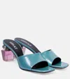 Versace Bright Crystal 70 Patent Leather Mules In Blue