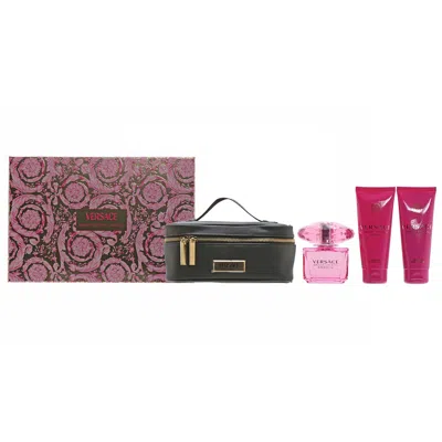 Versace Bright Crystal Absolu Set -3 oz Edp Spray/3.4 oz Body Lotion/3.4 oz Shower Gel/bag