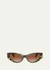 Versace Bright Greca Embellished Cat-eye Sunglasses In Havana
