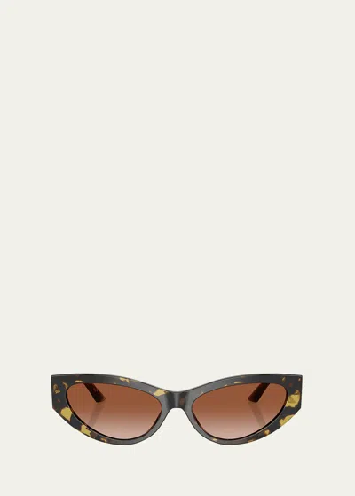 VERSACE BRIGHT GRECA EMBELLISHED CAT-EYE SUNGLASSES