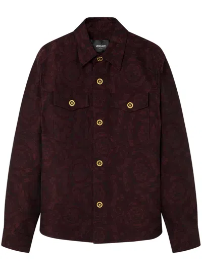 Versace Brocade-print Jacket In Brown
