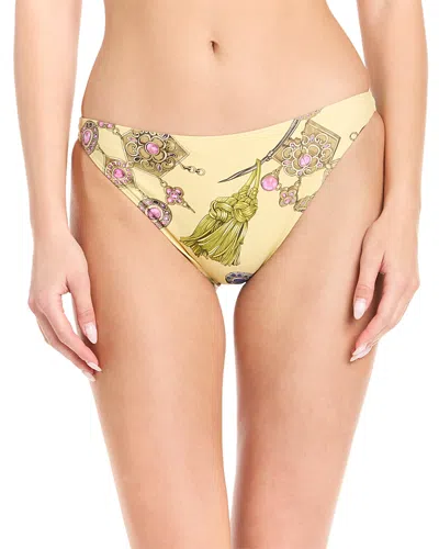 Versace Broken Jewels Printed Bikini Bottom In Yellow