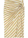 Versace Brooche Detailing Draped Skirt In Gold