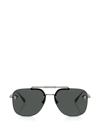 Versace Browline Medallion Sunglasses In Metallic