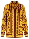 Versace Brown And Gold 'baroque' Silk Shirt In Red