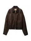 Versace Brown Blouson Leather Patchwork Cropped Jacket In Brown