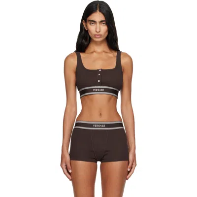 Versace Brown Cotton Rib Bra
