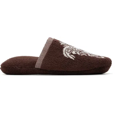 Versace Brown Cotton-terry Jacquard Slippers