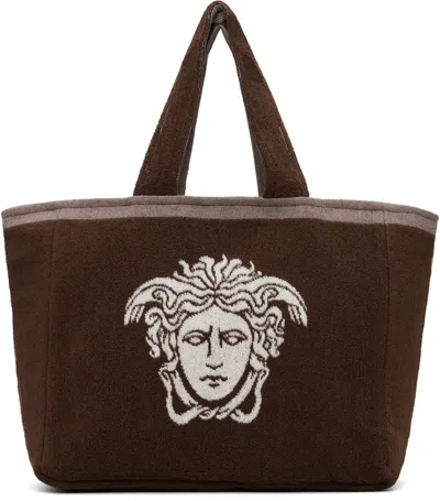 Versace Brown Cotton-terry Jacquard Tote