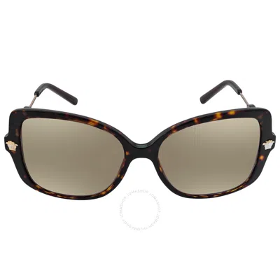 Versace Brown Gradient Mirror Gold Butterfly Ladies Sunglasses Ve4390 108/6e 56 In Brown/gold Tone