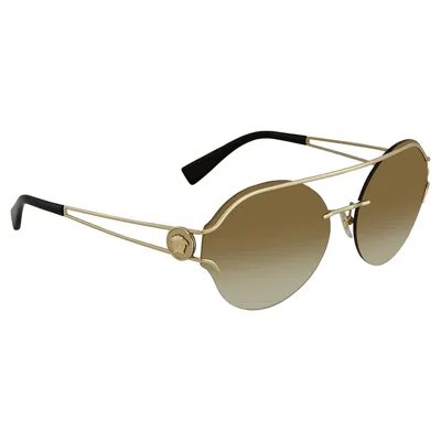 Versace Brown Gradient Mirror Gold Round Ladies Sunglasses Ve2184 12526u 61 In Green