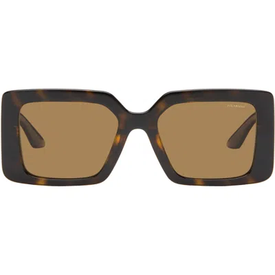 Versace Brown Greca Sunglasses In Pink