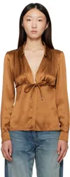 Versace Tie-front Blouse In Brown