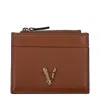 Versace Brown Leather Wallet In Brown