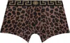 Versace Brown Leopard Greca Border Long Boxer Briefs In 5n440-chestnut+gold