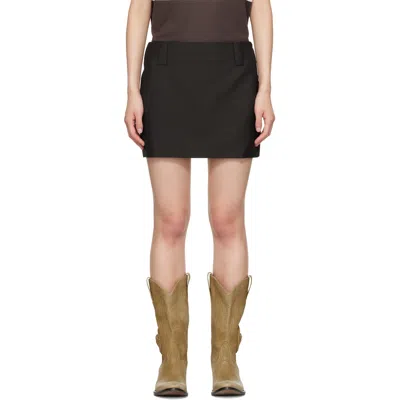Versace Brown Lightweight Wool Miniskirt In Black