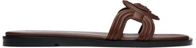 VERSACE BROWN MEDUSA '95 FLAT SANDALS