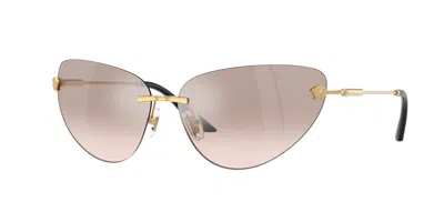 Versace Brown Mirror Silver Cat Eye Ladies Sunglasses Ve2281 10028z 64 In ["brown","gold Tone","silver Tone"]
