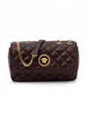 Versace Brown Quilted Leather Shoulder Strap Bag In Brown