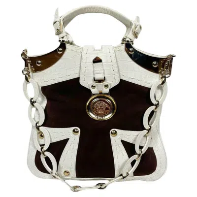Pre-owned Versace Brown Suede Logo Tote Bag, 2007