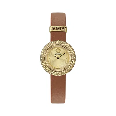 Pre-owned Versace Brown Womens Analogue Watch La Greca Ve8c00124