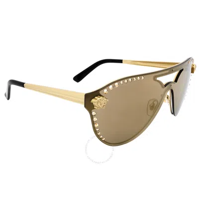 Versace Brown/mirrored Gold Pilot Ladies Sunglasses Ve2161b 12525a 42