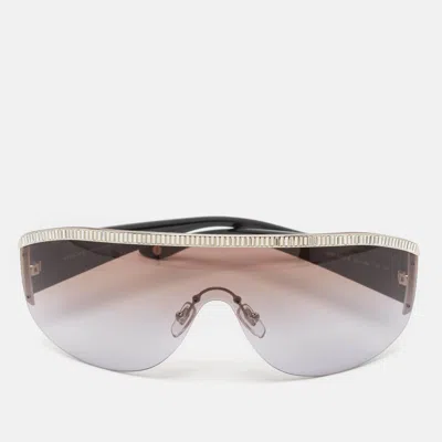 Pre-owned Versace Brown/pink Gradient Mod. 4232-b Crystals Shield Sunglasses