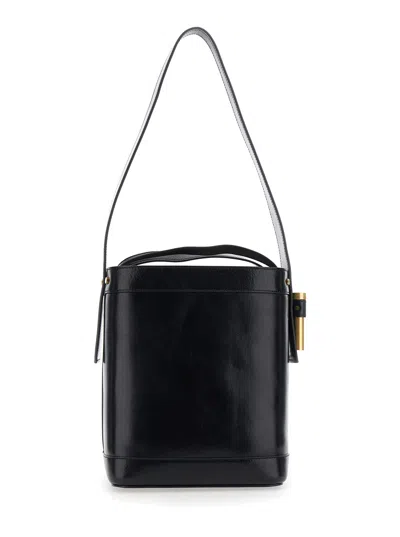 Versace Bucket Handbag With Leather Handle, Drawstring Closure, Gold Hardware, 25 X 30 X 15 Cm In Brown