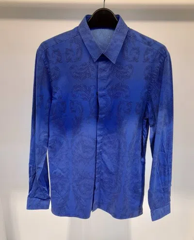 Versace Buckle Long-sleeved Shirt In Blue