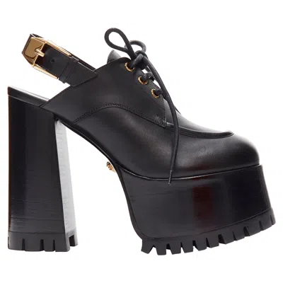 Versace Buckle Sling Back Platform Loafer In Black