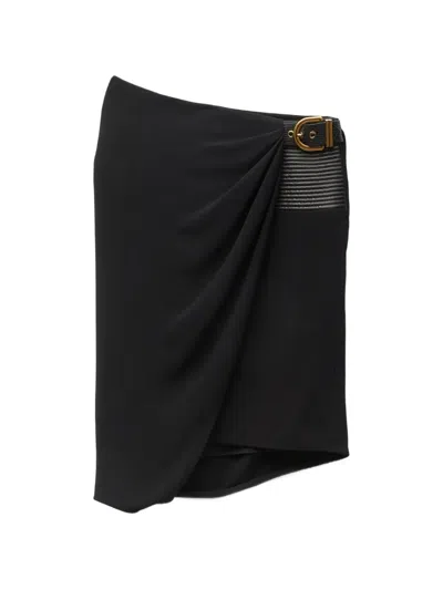 Versace Buckle-detail Draped Skirt In Black