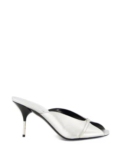 Versace Buckle-detail Metallic Sandals In White