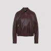 Versace Buffalo Leather Jacket Collared Design In Brown