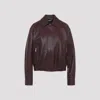 Versace Buffalo Leather Jacket Collared Design In Brown