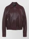 Versace Buffalo Leather Jacket Collared Design In Brown