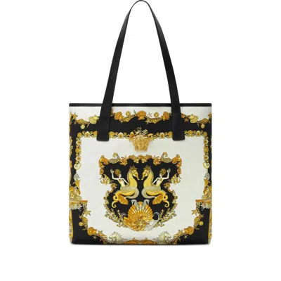 Versace Coral Theatre La Medusa Canvas Tote Bag In Animal Print