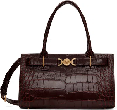 Versace Burgundy Croc-effect Medusa '95 Bag In 1r70v Burgundy Versa