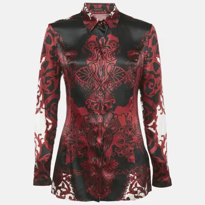 Pre-owned Versace Burgundy Paisley Print Satin Shirt M